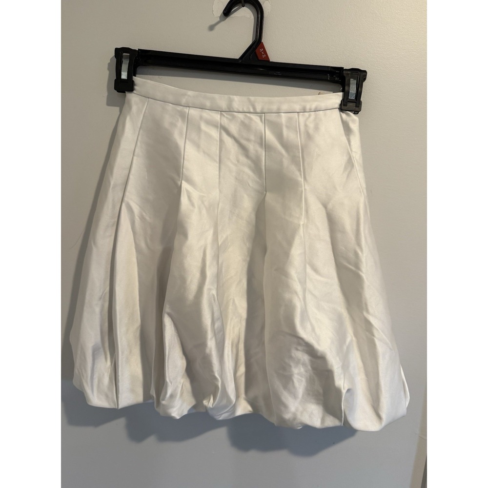 Aritzia Wilfred Popina Satin Light Birch Bouleau Pale Pleated Bubble Skirt Sz 0